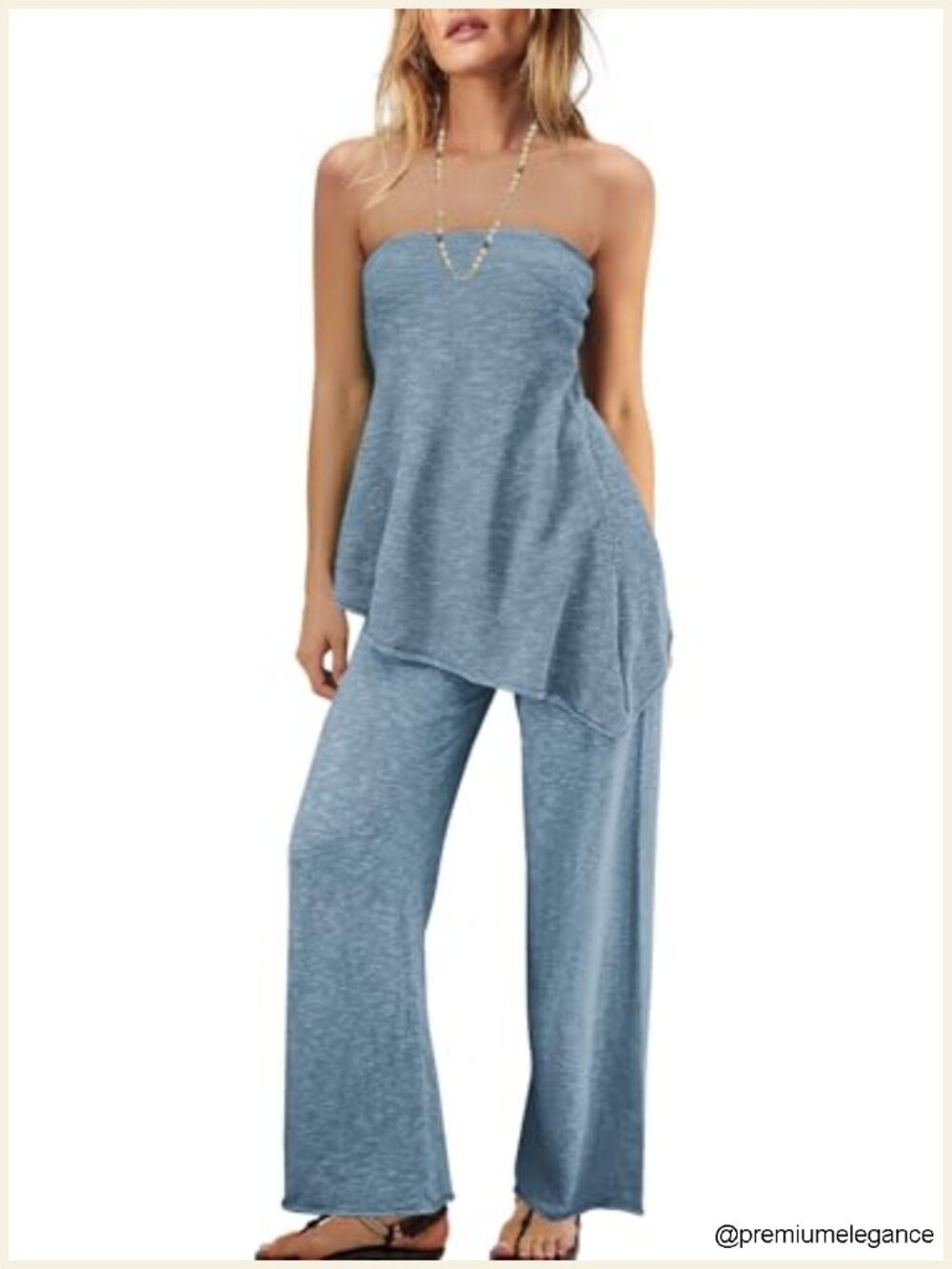 Women's 2 Piece Knit Lounge Set Off Shoulder Top Wide Leg Pants S